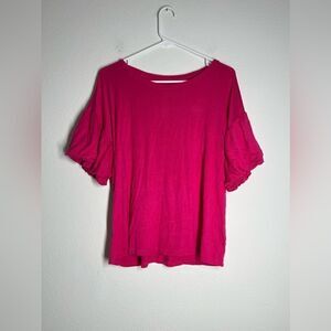 Viola Top Tee Shirt Rose Pink Ruffed Sleeve Bohemian Top Approximately size M